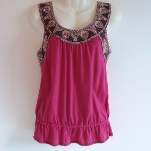 Ric Rac Pink Knit Top w/ Embroidery Detail